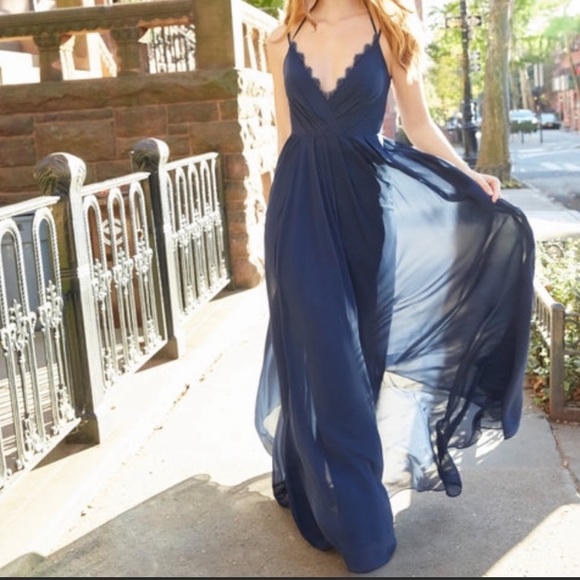 NWT HAYLEY PAIGE DRESSES 5810 Navy/Indigo PROM WEDDING Size 10 - Picture 7 of 11